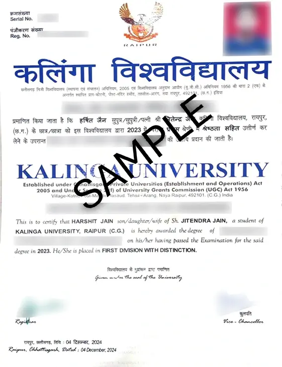 Kalinga University Certificate